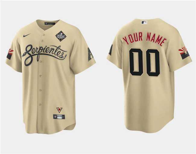 Mens Arizona Diamondbacks Active Player Custom Gold 2023 World Series City Connect Cool Base Stitched Baseball Jersey->customized mlb jersey->Custom Jersey